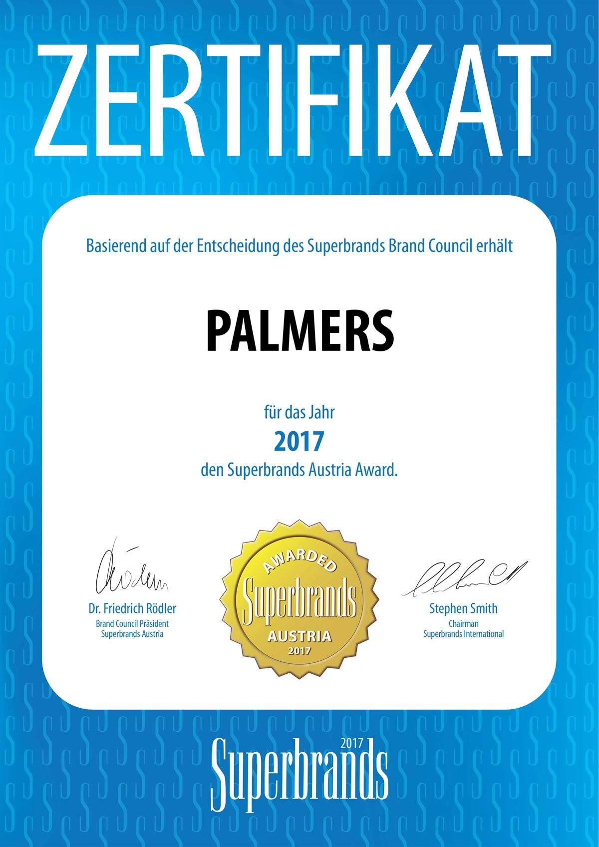 Superbrands_Zertifikat PALMERS