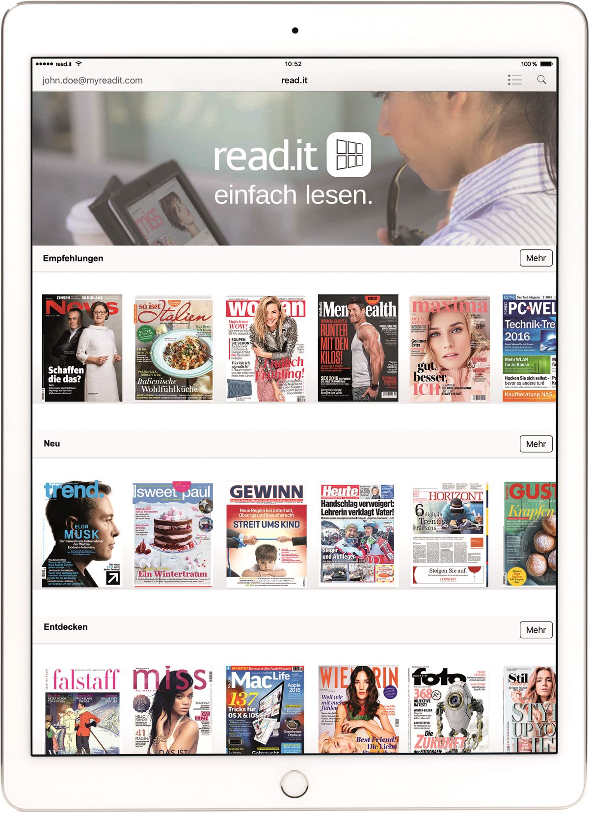read.it: Die digitale Trafik für die Hosentasche oder readit: 200 Tageszeitungen und Magazine in einer App