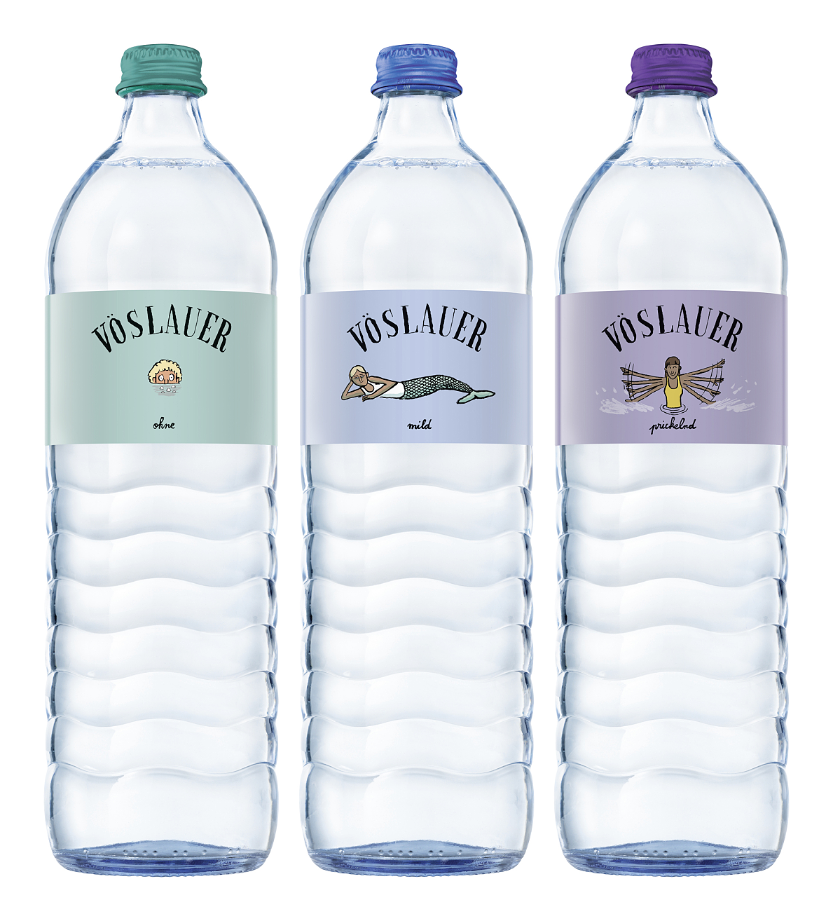 Jean Jullien bringt sommerliche Leichtigkeit auf die limitierte 8x1 l Vöslauer Glas-Mehrwegflasche