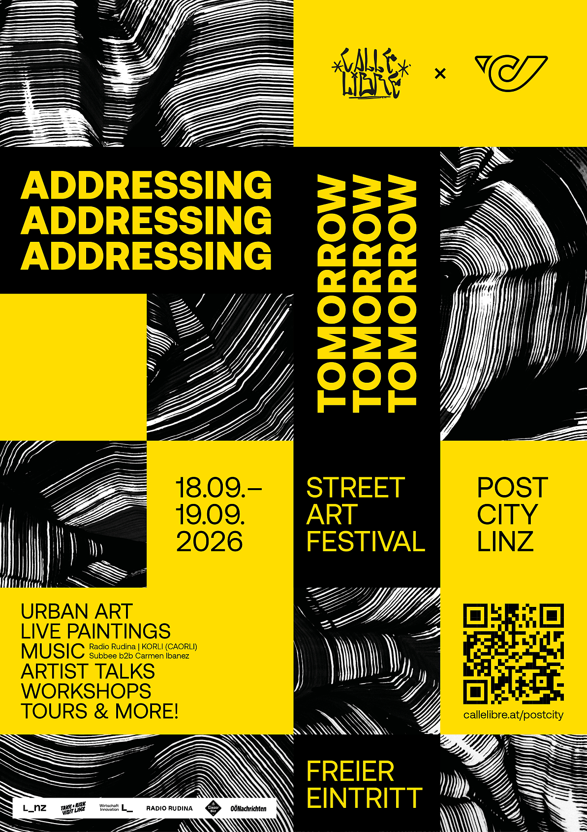 Eventplakat für das Calle Libre Festival in der Post City Linz
