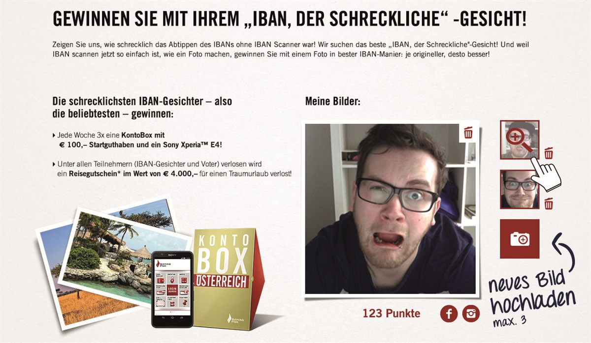 Gewinnen Sie mit Ihrem IBAN, der Schreckliche -Gesicht