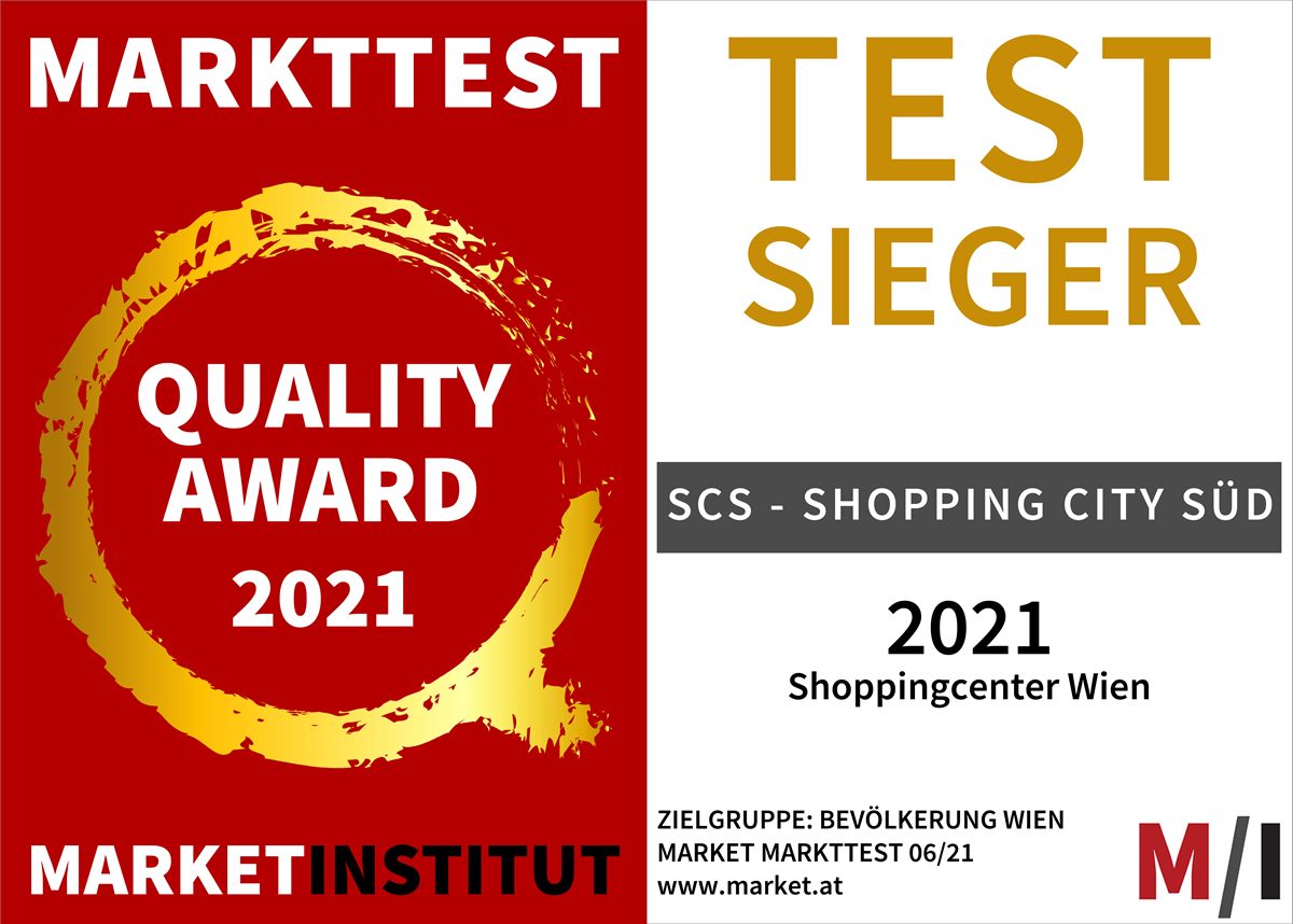 Markttest Quality Award 2021 Testsieger: Westfield Shopping City Süd