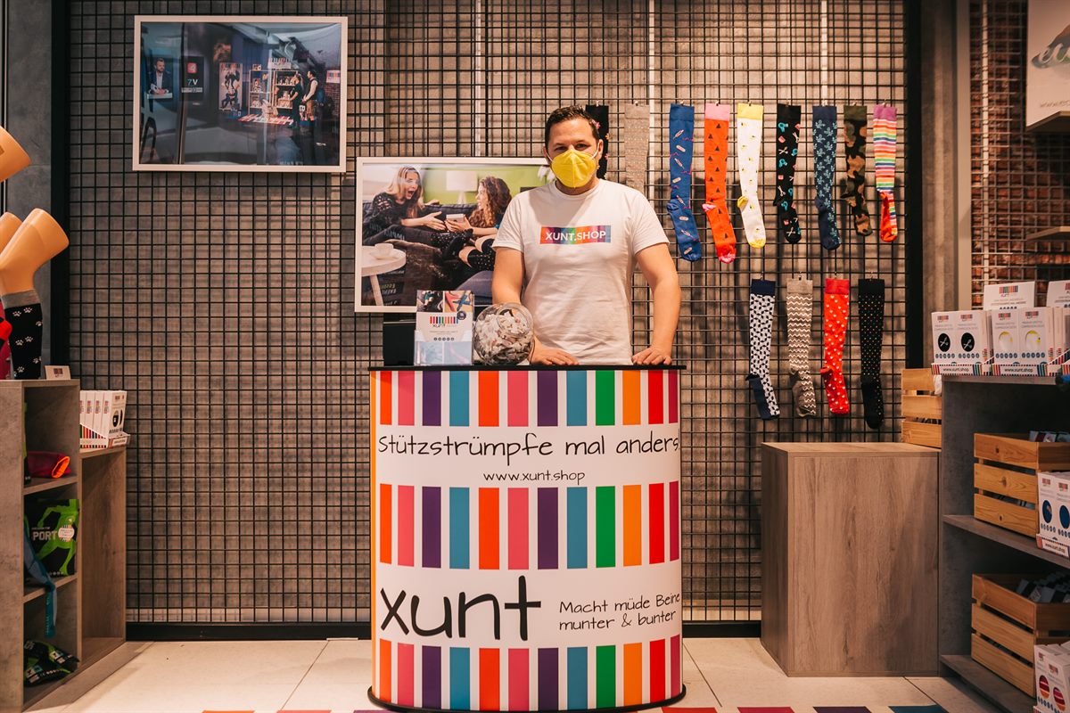Der Gründer von Xunt im Start-Up Village in der Westfield Shopping City Süd