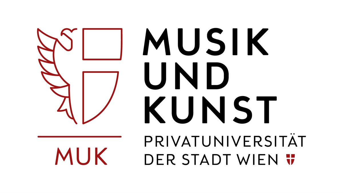 Musik und Kunst Privatuniversität der Stadt Wien (MUK): Das Logo, das vom Wiener Stadtwappen inspiriert ist, soll eine Zuordnung zur Stadt Wien, die die Eigentümerin und Trägerinstitution der Universität ist, ermöglichen