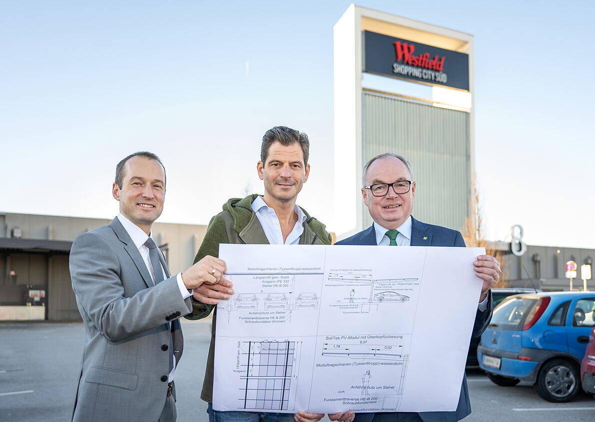 PV-Überdachung von Parkplätzen: Westfield Shopping City und Land Niederösterreich realisieren innovatives Projekt 