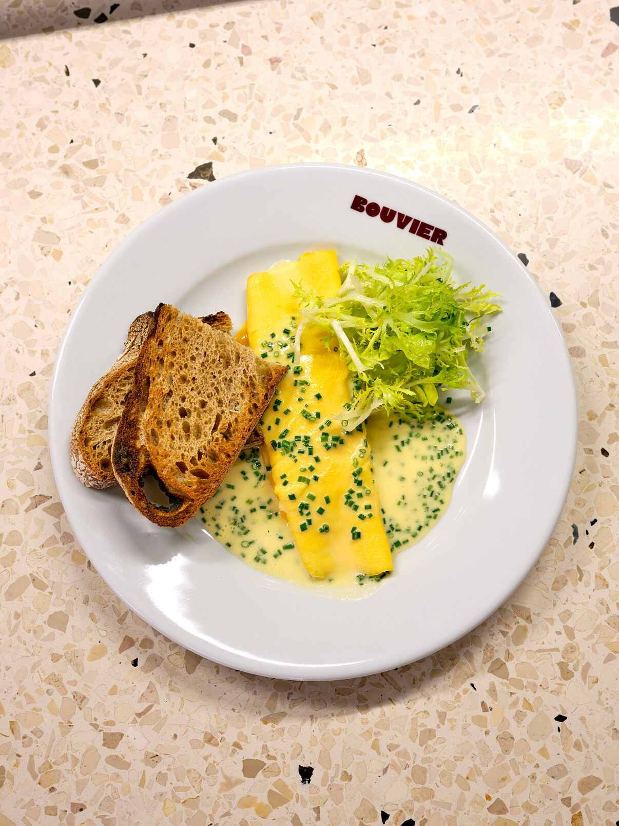 French Omelette with Chive Butter Sauce