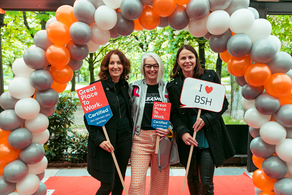 v.l.n.r.: Claudia Murauer, Head of HR, Alexandra Dietmair, CFO, Ulrike Pesta, CEO, alle BSH Österreich 