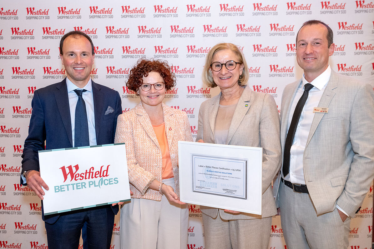 Verleihung Nachhaltigkeitszertifikat für die Westfield Shopping City Süd
